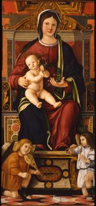 The Virgin and Child Enthroned with Two Musician Angels by Cristoforo Caselli