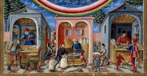 Detail of Merchants Selling Various Items (Detail) by Cristoforo De Predis