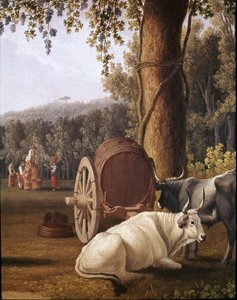 Harvest Near Naples (detail of cows) - Painting by Cristoforo Kneip, Naples, Museo Nazionale di San Martino by Cristoforo Kneip