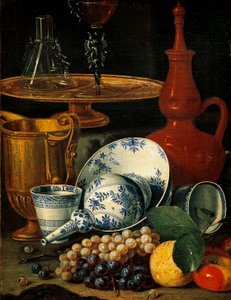 Still Life with Dishes and Fruits by Cristoforo Munari