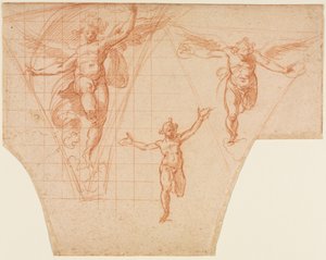 Three Studies of Angels for a Pendentive (recto) by Cristoforo Roncalli