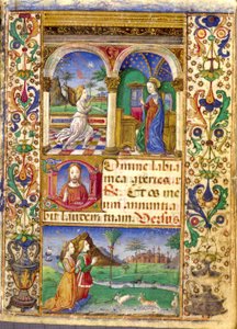 Annunciation, Book of Hours Borromeo, with Giovanni III Borromeo and his Wife Cleofa Pio da Carpi in Prayer by Cristoforo De Predis