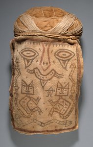 False head for burial bundle or mummy mask, 200-100 B.C.