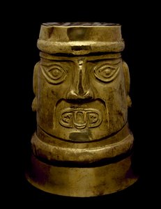 Beaker Depicting a Deity with Sicán-style Eyes and Fangs by Culture Sicán