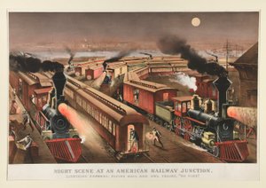Night Scene at an American Railway Junction by Currier and Ives