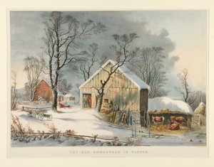 The Old Homestead in Winter by Currier and Ives
