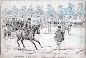 The Melton horse show, judging the hunters, c1880-1940 by Cuthbert Bradley