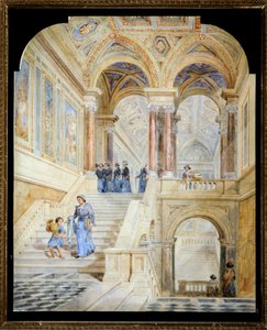 Design for the interior staircase of Leeds Town Hall