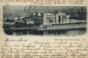Postcard depicting a general view of Prague by Czech Photographer