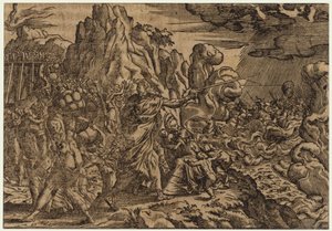 Moses Closing the Waves of the Red Sea onto the Advancing Egyptians by Czech School