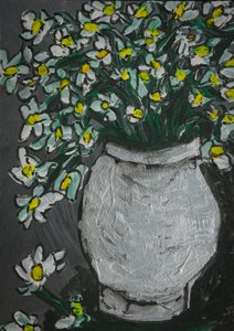 White Blooms Gray Vase
