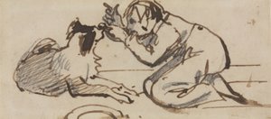 A child playing with a dog by Daniel Maclise