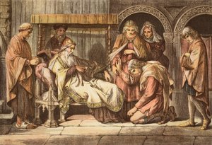 Harold, Returning from Normandy, Presents Himself to Edward the Confessor, engraved by JD Cooper by Daniel Maclise