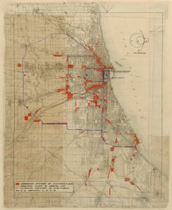 Plan of Chicago, Chicago, Illinois, Railroad Circuits Diagram by Daniel Burnham