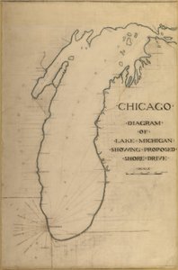 Plate 35 from Plan of Chicago 1909: Chicago, and Diagram of Lake Michigan. Proposed Roadway by Daniel Burnham