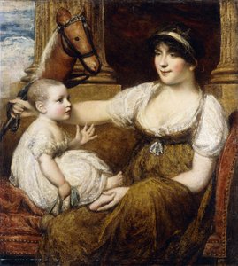 A Mother Holding a Hobbyhorse, Playing with her Child