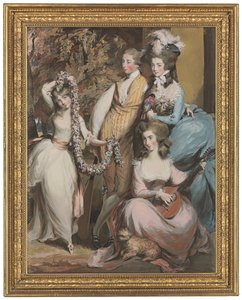 A Full Length Portrait of Mary Sturt of Crichel (1740-1807) Standing with Her Three Eldest Children, Diana, Mary and Humphry by Daniel Gardner