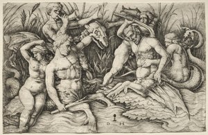 Two Tritons Fighting - Battle of the Sea Gods (detail)