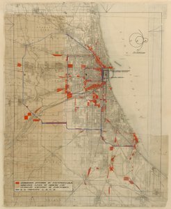 Plan of Chicago, Chicago, Illinois, Railroad Circuits Diagram by Daniel Hudson Burnham