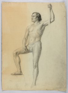 Male Nude with One Foot on a Step, 1858 by Daniel Huntington