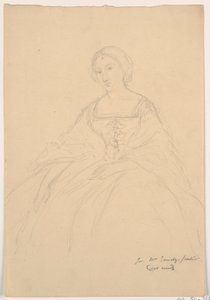 Mrs. Sheppard Gandy Seated; Verso: Line Sketch, 1859 by Daniel Huntington