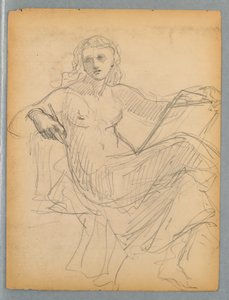Sketch of Seated Woman for National Academy of Design Tympanum by Daniel Huntington