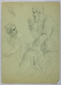 Sketches of a King and Two Women by Daniel Huntington