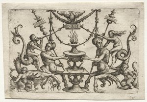 Ornament with Siren and Triton by Daniel I Hopfer