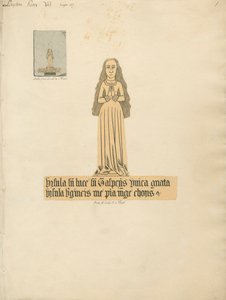 Brass Plate of a Woman from Layton Church by Daniel Lysons
