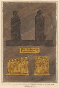 Brass Plates on an Unidentified Tomb in the Pavement of the South Aisle from Hillingdon Church by Daniel Lysons