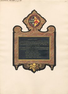 Memorial to Mary Heigham from East Ham Church by Daniel Lysons