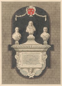 Memorial to Sir John Benett and his wives Elizabeth and Bridget from Harlington Church by Daniel Lysons