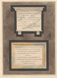 Memorials to Cyrus Maigre, Ann Maigre and Henry and Margaret Cooper from Hampton Church by Daniel Lysons