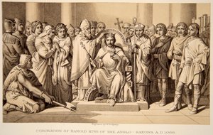 Coronation of Harold II in 1066, engraved by W. Ridgeway by Daniel Maclise