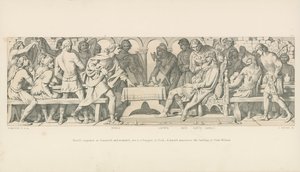 Harold Conqueror at Stamford, and Wounded, Sits at a Banquet in York. A Herald Announces the Landing of Duke William by Daniel Maclise