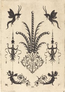 Brooch with Table-Stones, Winged Animals at Top, and Winged Human Beings at Bottom by Daniel Mignot