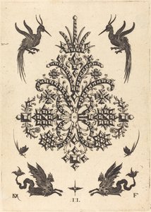 Brooch with Tablestones and Winged Griffins Above and at Bottom by Daniel Mignot