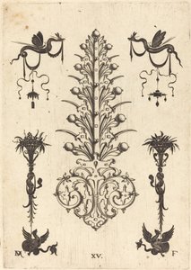 Hyacinth-Shaped Brooch with Winged Snakes at Top and Winged Animals at Bottom by Daniel Mignot