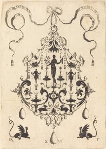Large Pendant, Victory Flanked by Two Herms at Centre by Daniel Mignot