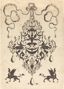 Large Pendant, Winged Fantasy Creature Holding Two Snakes by Daniel Mignot