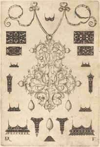 Large Pendant with Three Drops Below, Surrounded by Fifteen Different Studs by Daniel Mignot