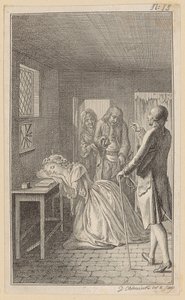 Belford Finds Clarisse During His Visit to the Prison in the Dungeon Room of the Executioner Rowland by Daniel Nikolaus Chodowiecki