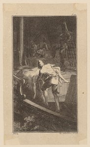 Bunkel Carries Miss Melmoth from the Flooded Cabin to the Deck, Sheet 2 from "Life Remarks and Opinions of Johann Bunkel" by Daniel Nikolaus Chodowiecki