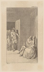 Bunkel is Surprised by Irish Noblemen During a Conversation with Miss Spence, Plate 13 from "Life Remarks and Opinions of Johann Bunkel" by Daniel Nikolaus Chodowiecki