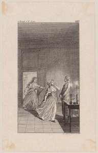 Clarisse is Held Back by Lovelace under Pretexts in the House of Sinclaire and Discovers the Betrayal by Daniel Nikolaus Chodowiecki