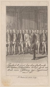 Frederick II encourages his officers to bravery with a speech at the outbreak of the First Silesian War by Daniel Nikolaus Chodowiecki