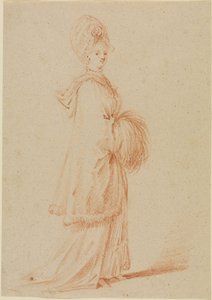 Young Lady in Cape with Hood and Muff by Daniel Nikolaus Chodowiecki