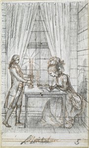 Occupations of the Ladies. Sheet 5. The Writing by Daniel Nikolaus Chodowiecki