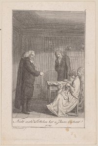 The Pastor of Morkendorf Embarrasses Minchen, Plate 5 from the Series “The Call to the City” by Daniel Nikolaus Chodowiecki