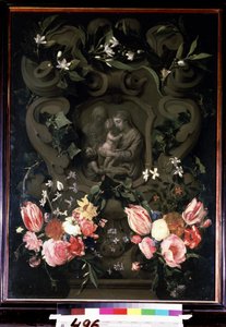 Madonna and Child, Saint Elisabeth and John the Baptist as Child in a Floral Garland by Daniel Seghers